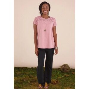 Matilda Jane Women's Lory‎ Pink Mauve Lace Yoke Top Size M Medium $54